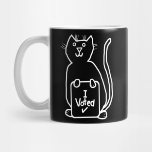 Cute Cat says she Voted White Line Drawing Mug